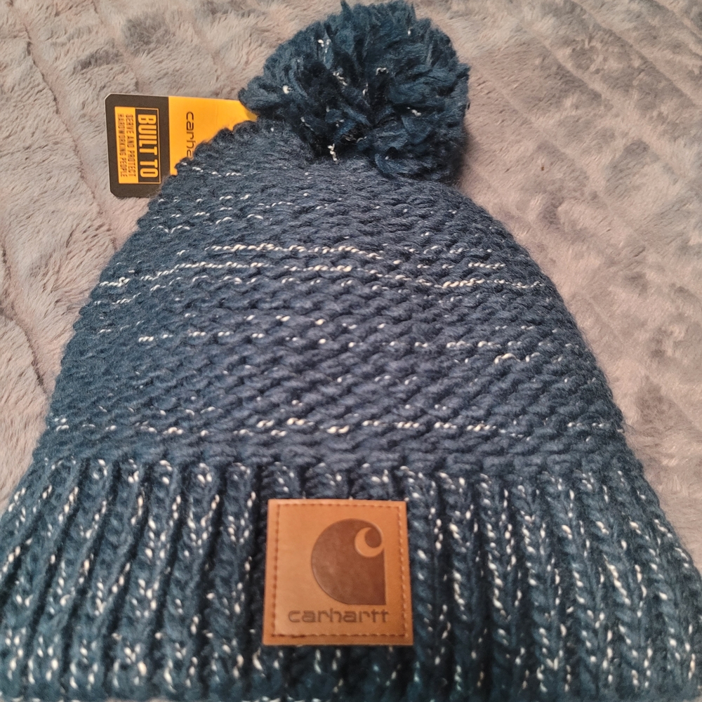 Carhartt Kids Navy Knit Pom Beanie